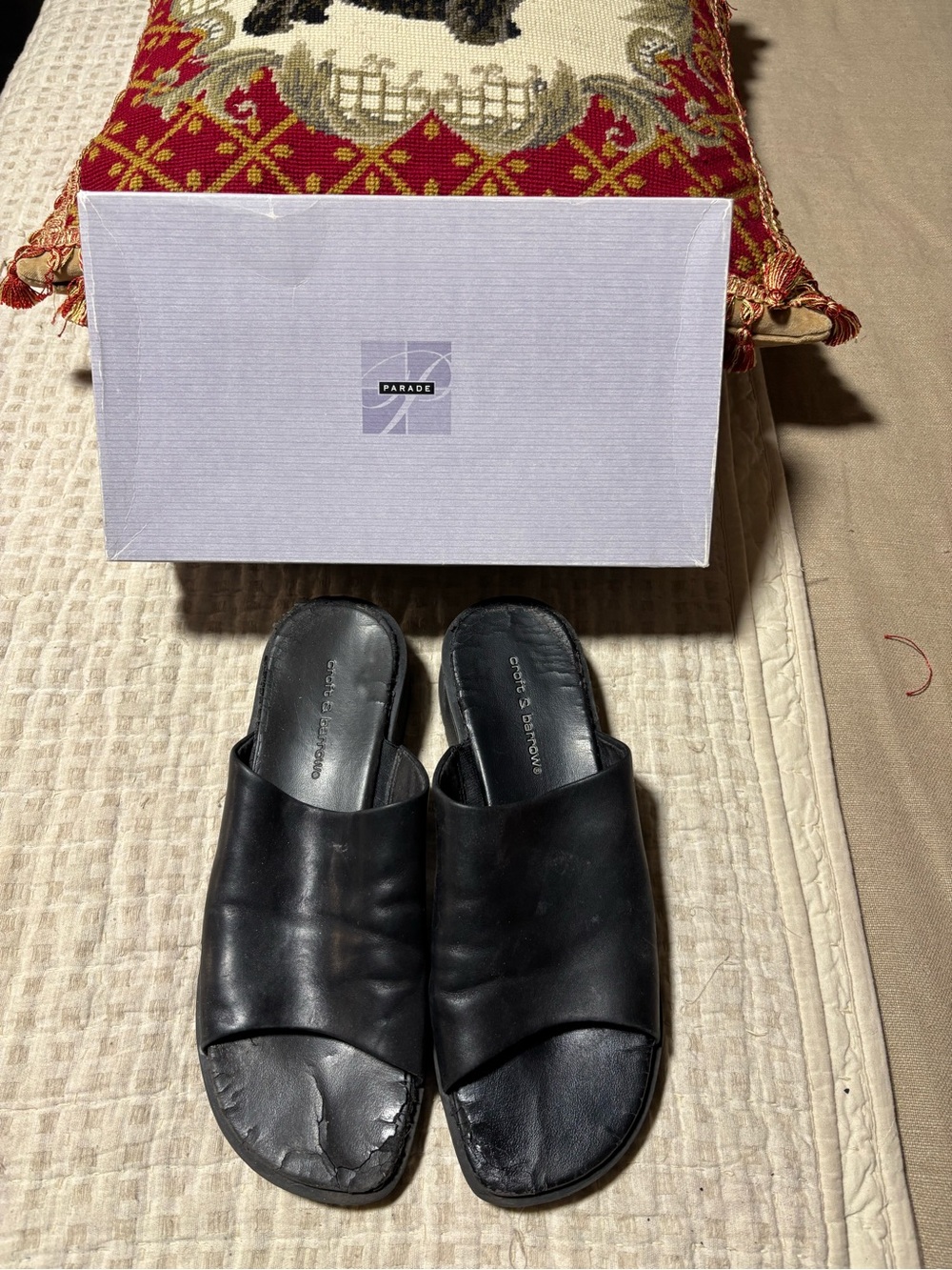 Croft & Barrow Black Leather Slide Sandals - Women